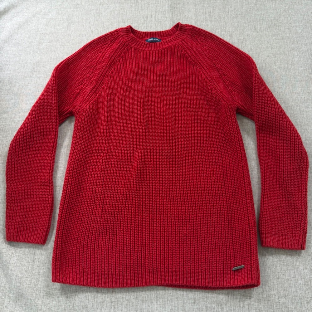 Saint James Sweater Womens Large Red Chunky Ribbed Knit Raglan Crewneck Breton